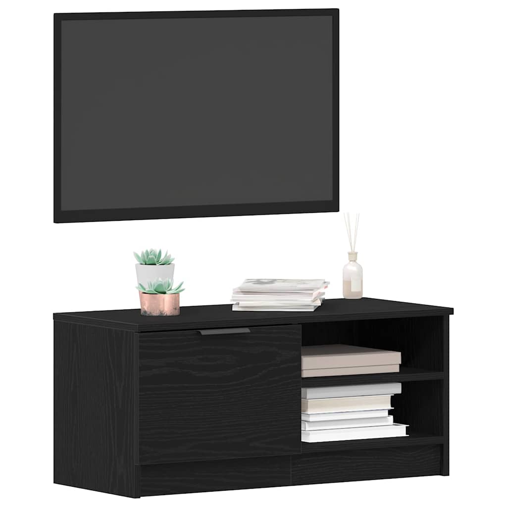 Mobile TV Rovere Nero 80 x 35 x 36,5 cm Legno multistrato