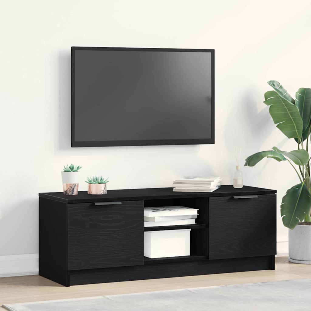 Mobile TV Rovere Nero 102 x 32 x 35.5 cm Legno multistrato