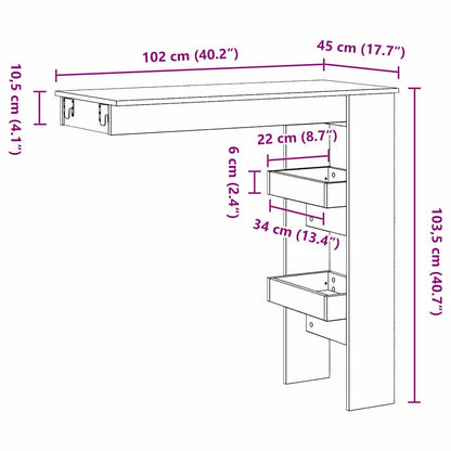Tavolo Bar da Parete Rovere Nero 102 x 45 x 103,5 cm