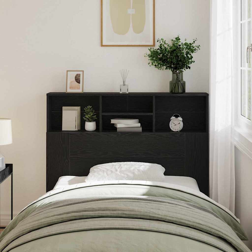 Testata del letto con testiera Rovere Nero 120 x 19 x 103,5 cm