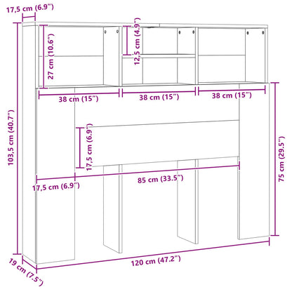 Testata del letto con testiera Rovere Nero 120 x 19 x 103,5 cm | homemem39