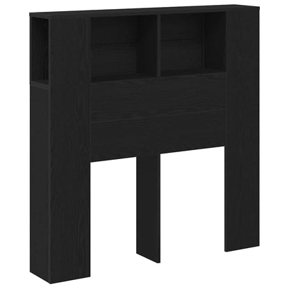 Testata del letto con lo scaffale Rovere Nero Legno multistrato
