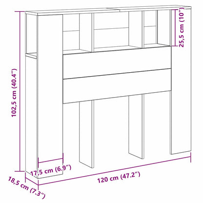 Testata del letto Rovere Nero 120 x 18.5 x 102.5 cm