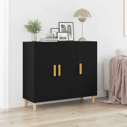 Credenza Rovere Nero 90 x 34 x 80 cm Legno multistrato