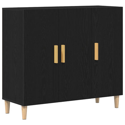 Credenza Rovere Nero 90 x 34 x 80 cm Legno multistrato