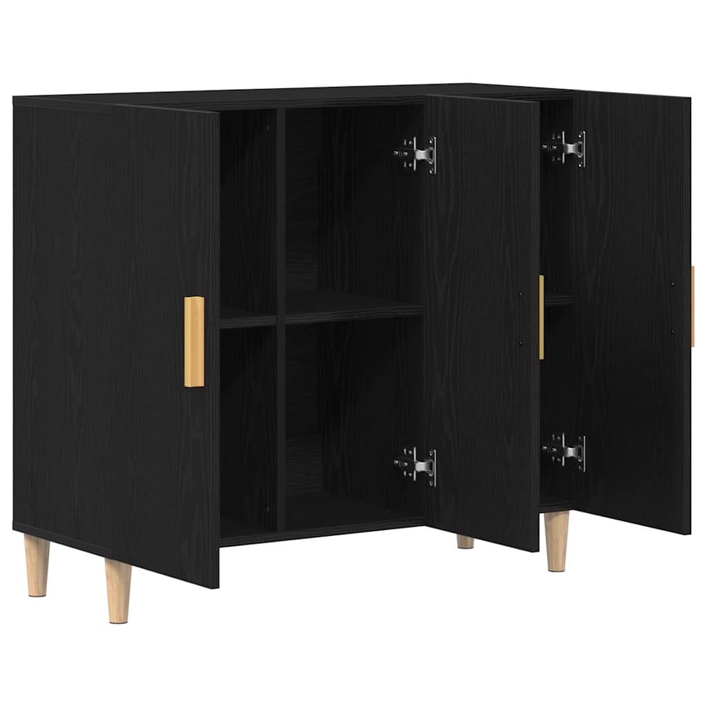 Credenza Rovere Nero 90 x 34 x 80 cm Legno multistrato