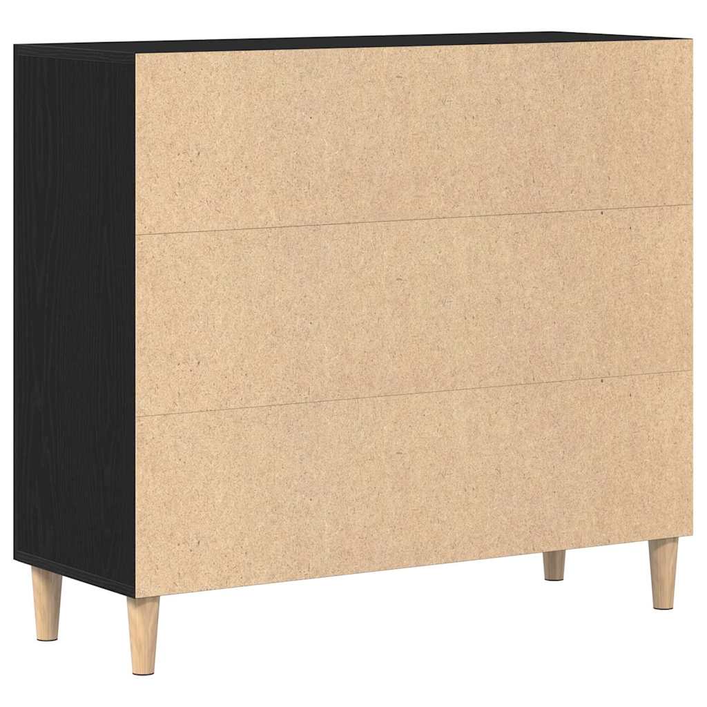 Credenza Rovere Nero 90 x 34 x 80 cm Legno multistrato