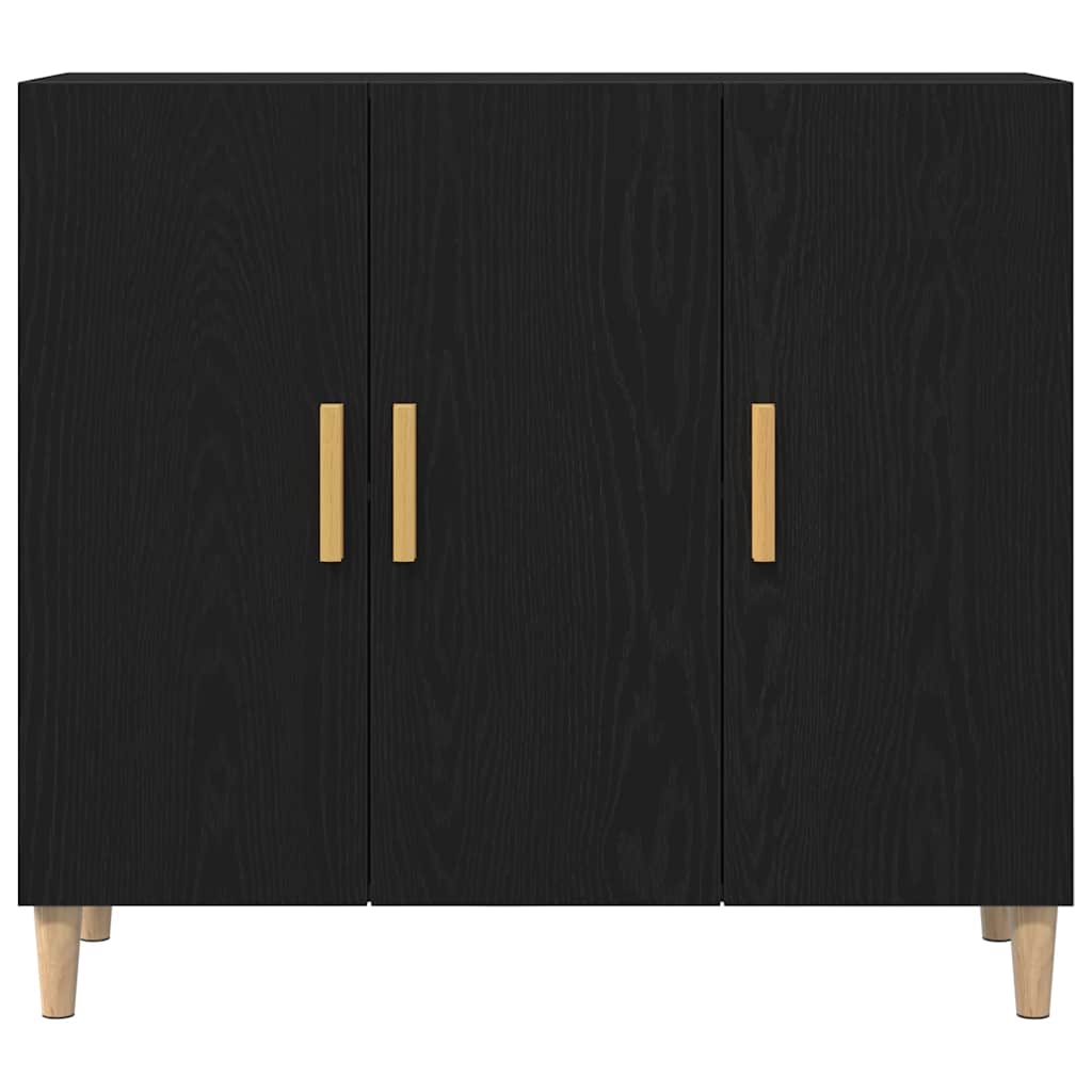 Credenza Rovere Nero 90 x 34 x 80 cm Legno multistrato