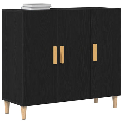 Credenza Rovere Nero 90 x 34 x 80 cm Legno multistrato
