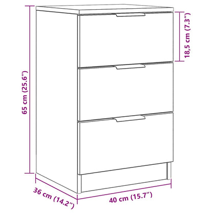 Armadio da Notte Rovere Nero 40 x 65 x 65 cm Legno multistrato
