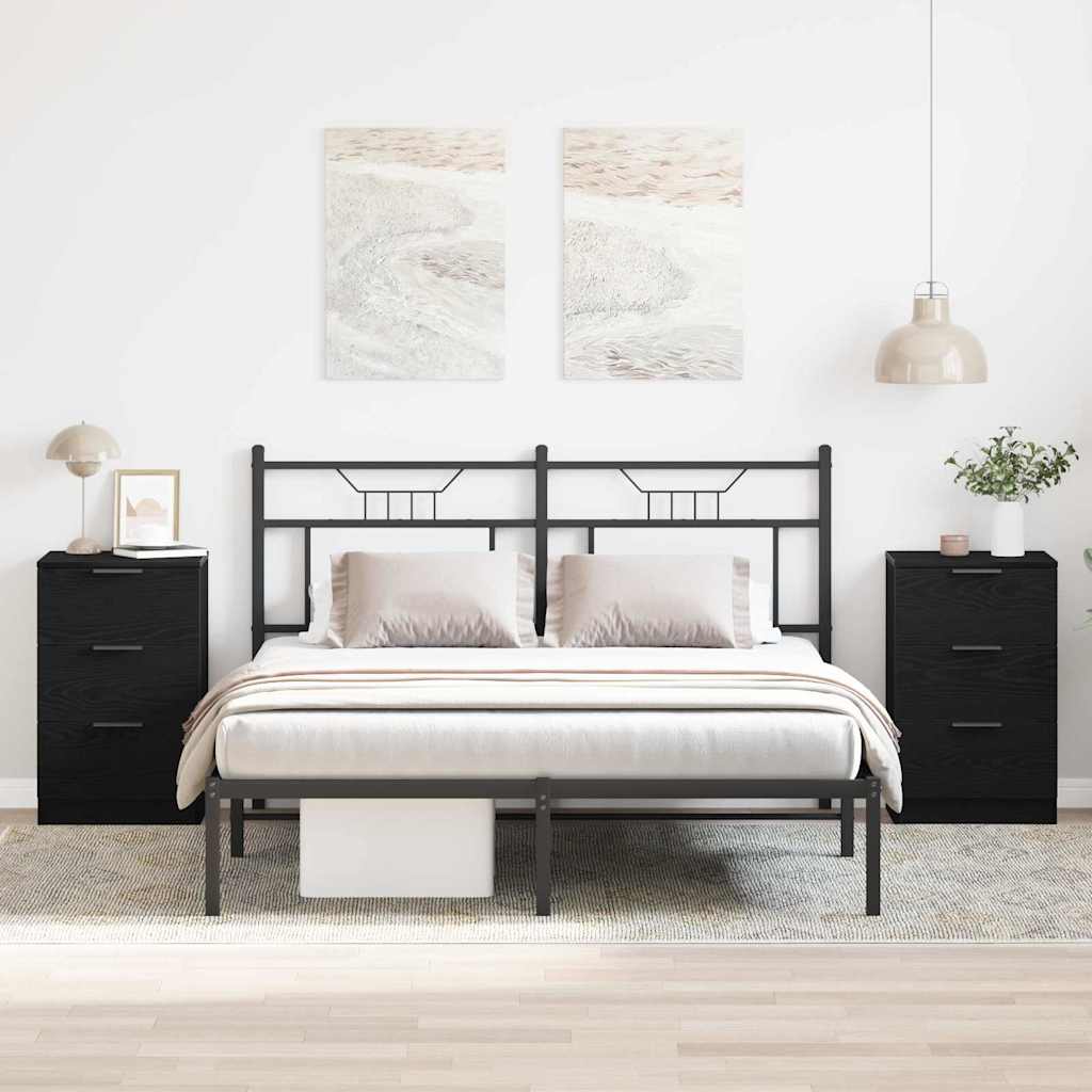 Armadio da Notte con cassetto 2 pcs Rovere Nero 40 x 65 x 65 cm