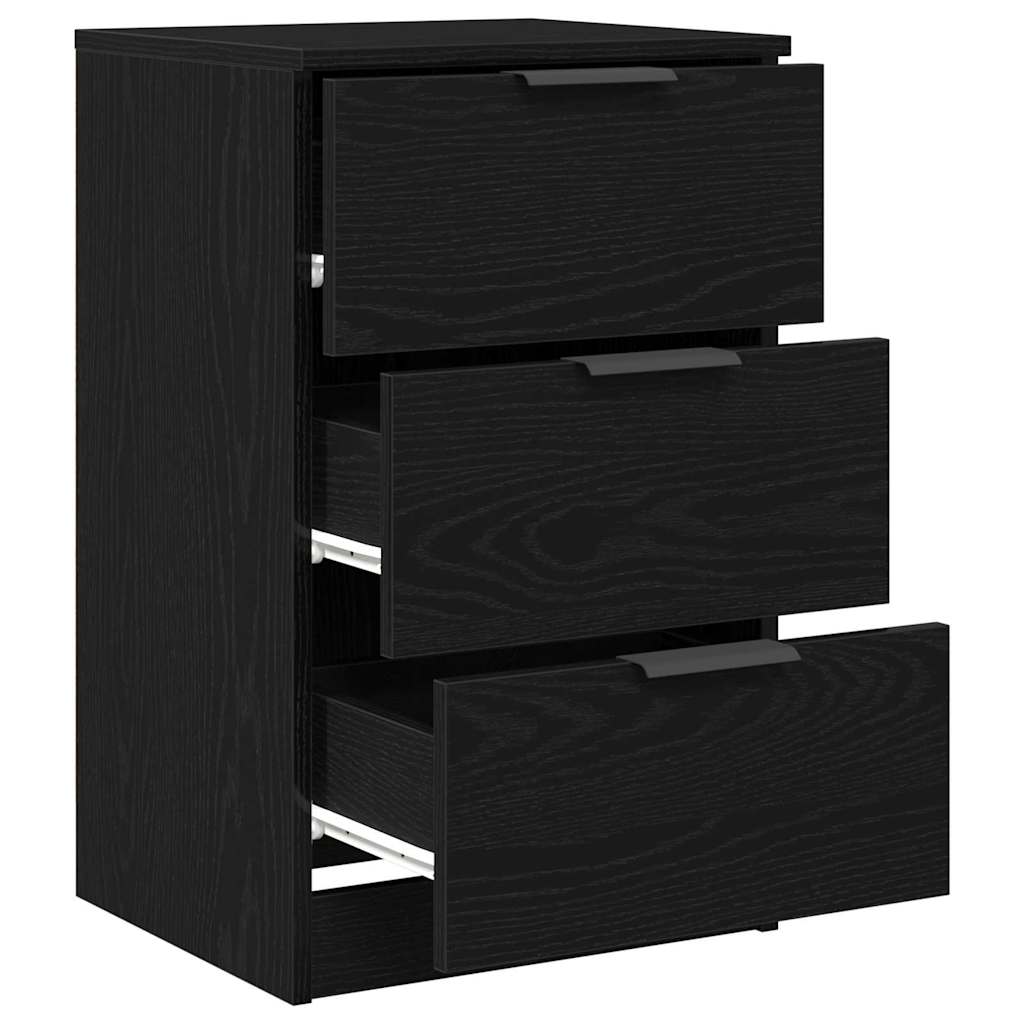 Armadio da Notte con cassetto 2 pcs Rovere Nero 40 x 65 x 65 cm