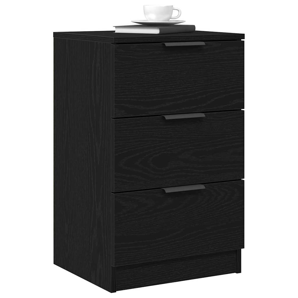Armadio da Notte con cassetto 2 pcs Rovere Nero 40 x 65 x 65 cm