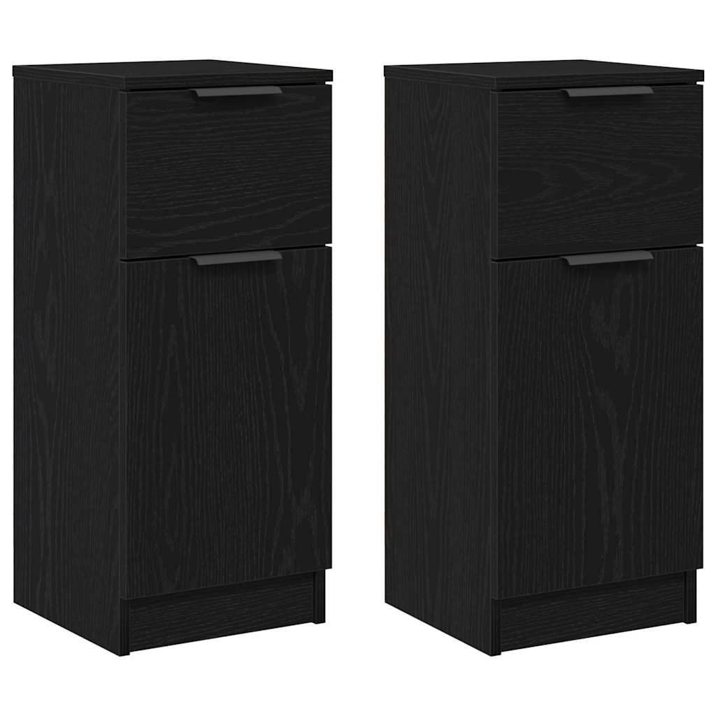 Credenza 2 pcs Rovere Nero 30 x 30 x 70 cm Legno multistrato