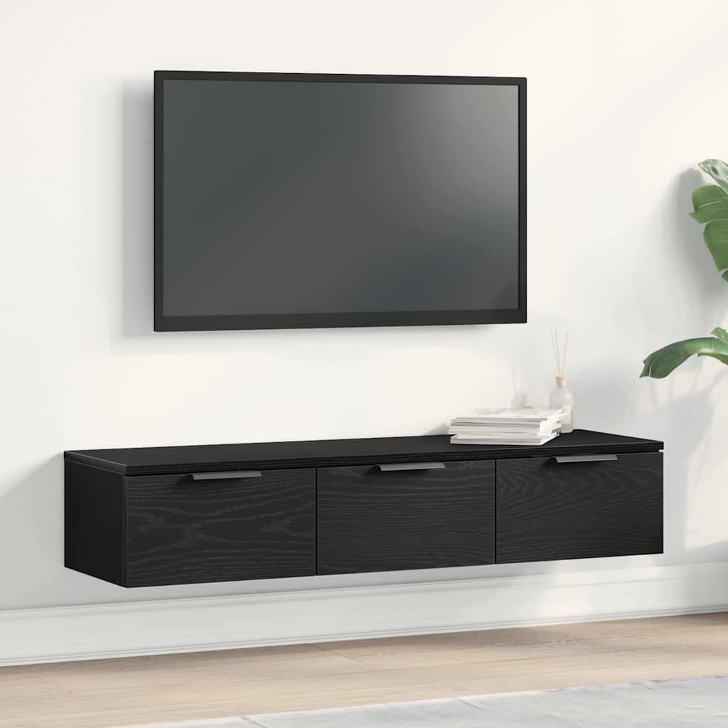 Armadietto a muro con cassetto Rovere Nero 102 x 30 x 20 cm