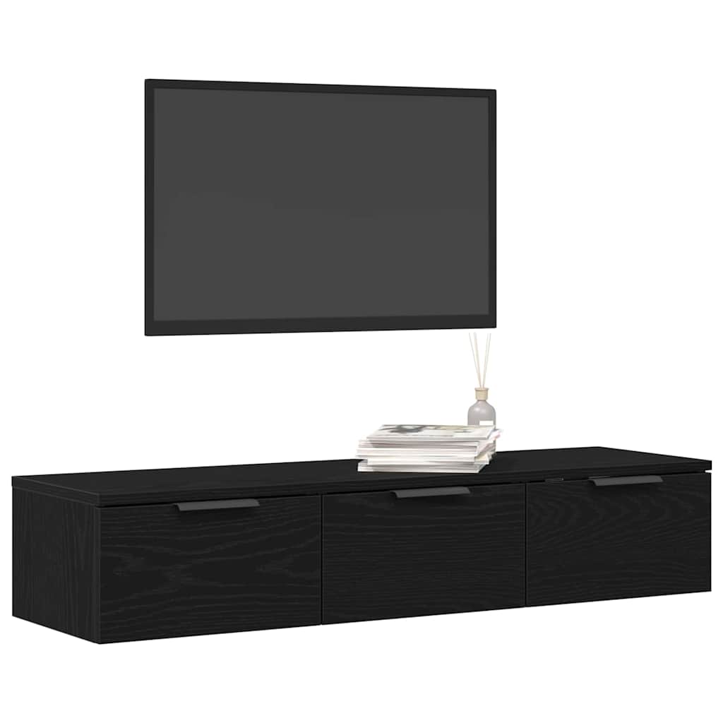 Armadietto a muro con cassetto Rovere Nero 102 x 30 x 20 cm