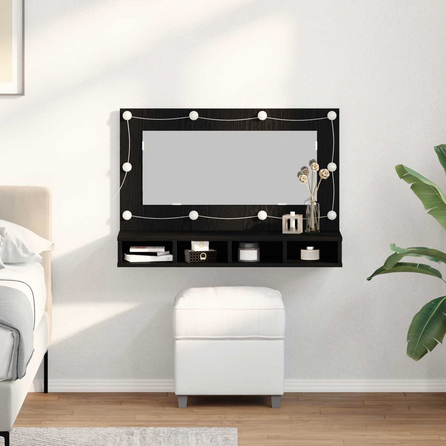 Mobiletto per specchio Rovere Nero 90 x 31,5 x 62 cm