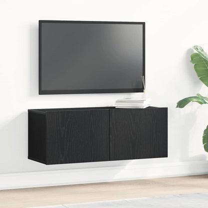 Mobile TV 2 pcs Rovere Nero 80 x 30 x 30 cm Legno multistrato