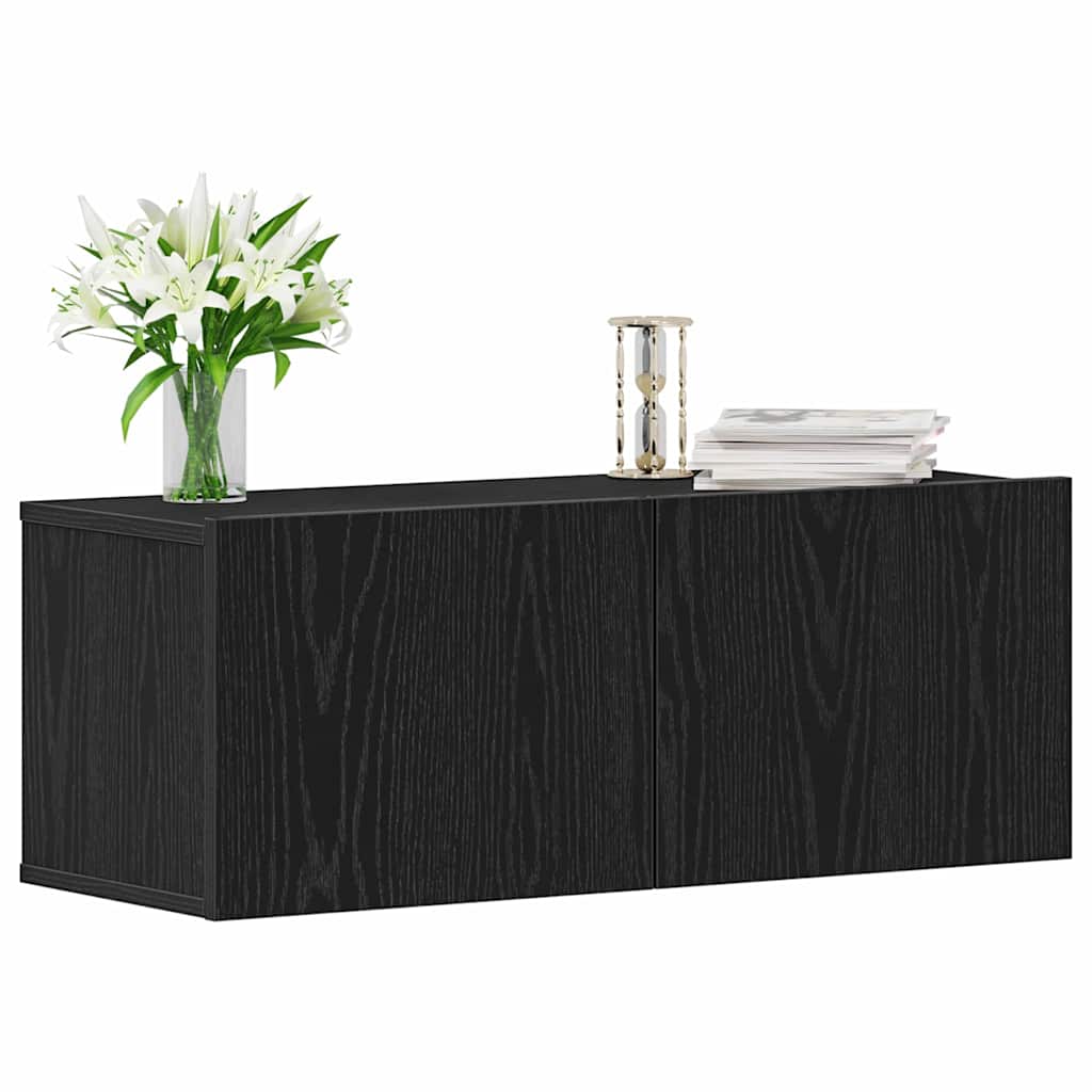 Mobile TV 2 pcs Rovere Nero 80 x 30 x 30 cm Legno multistrato