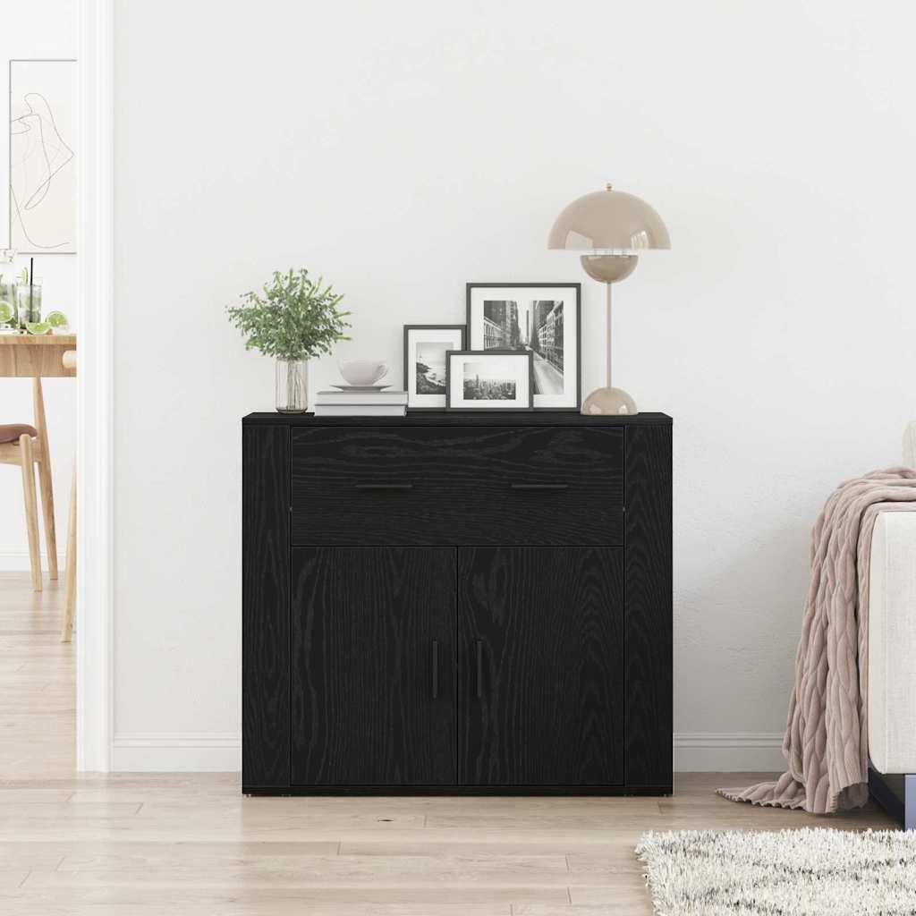 Credenza Rovere Nero 80 x 33 x 70 cm Legno multistrato