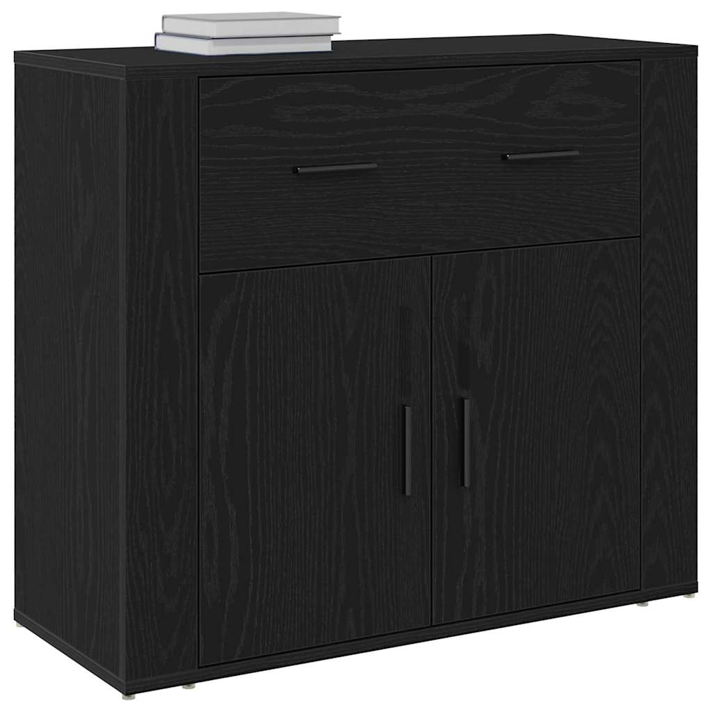 Credenza Rovere Nero 80 x 33 x 70 cm Legno multistrato