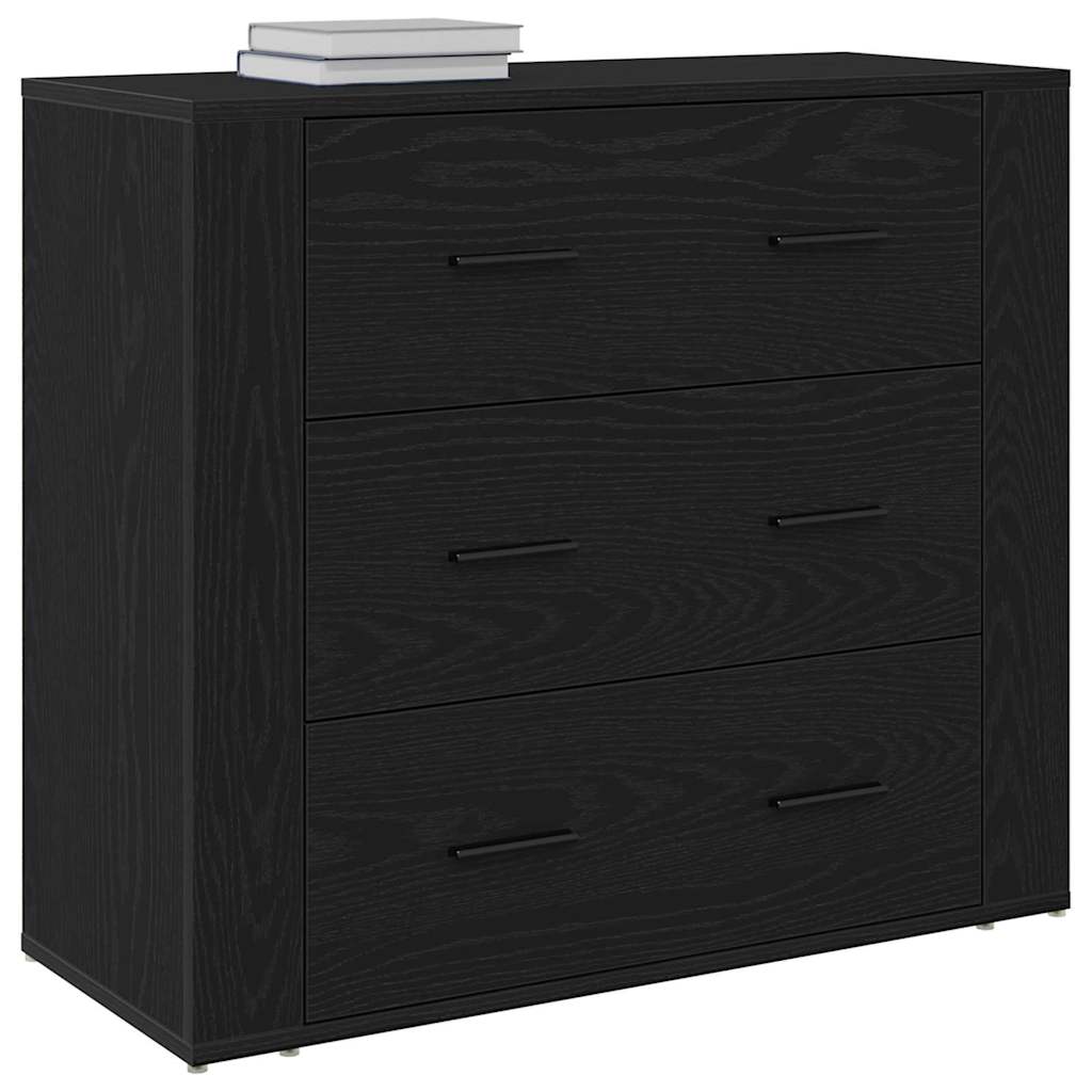 Credenza Rovere Nero 80 x 33 x 70 cm Legno multistrato
