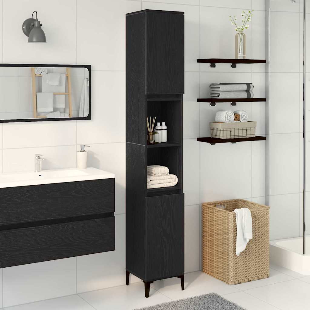Mobile da Bagno Rovere Nero 30 x 30 x 190 cm | homemem39