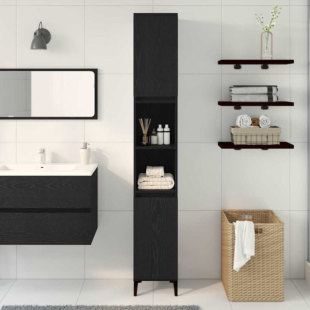 Mobile da Bagno Rovere Nero 30 x 30 x 190 cm | homemem39