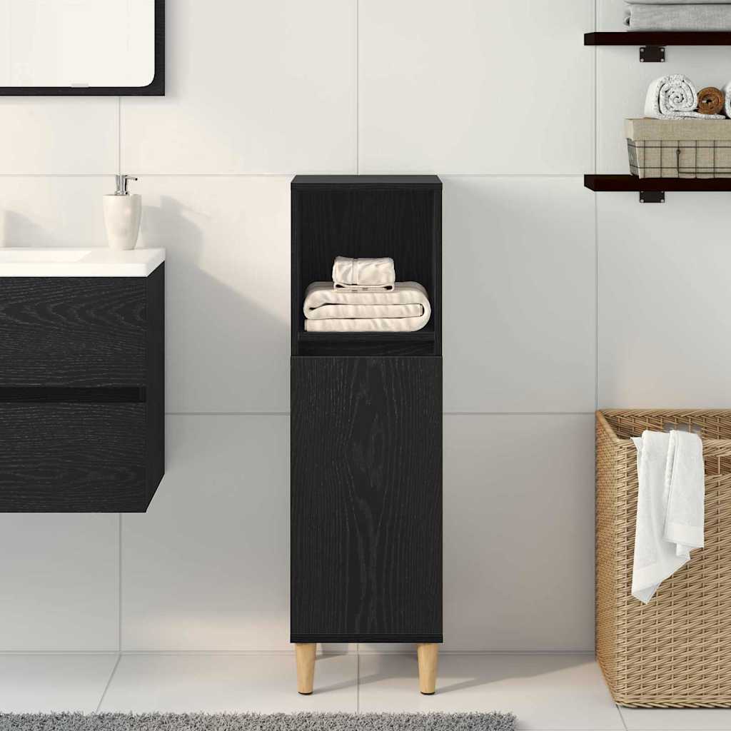 Mobiletto da Bagno Rovere Nero 30 x 30 x 100 cm | homemem39