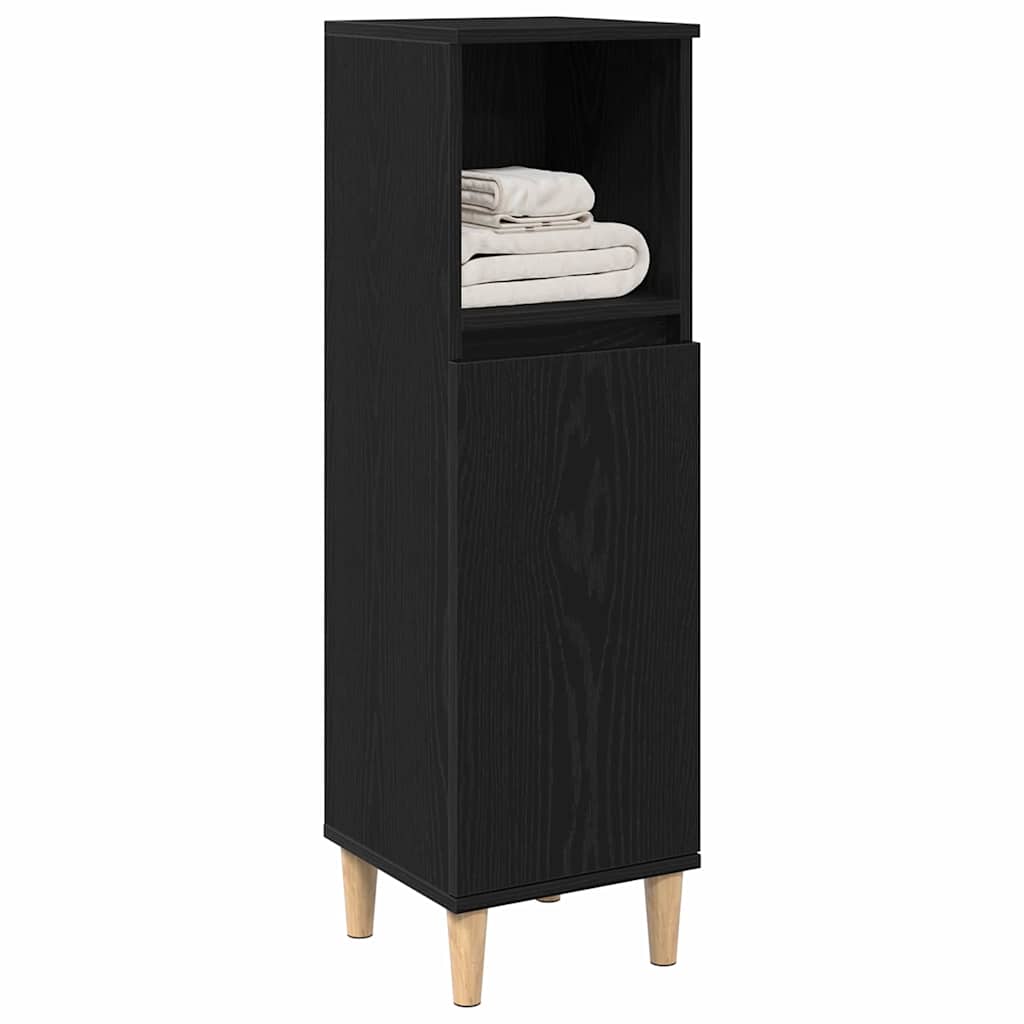 Mobiletto da Bagno Rovere Nero 30 x 30 x 100 cm | homemem39
