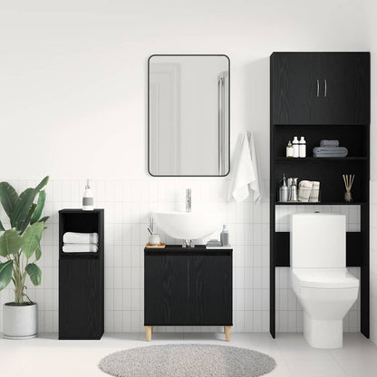 Armadio per Lavabo da Bagno Rovere Nero 58 x 33 x 60 cm | homemem39