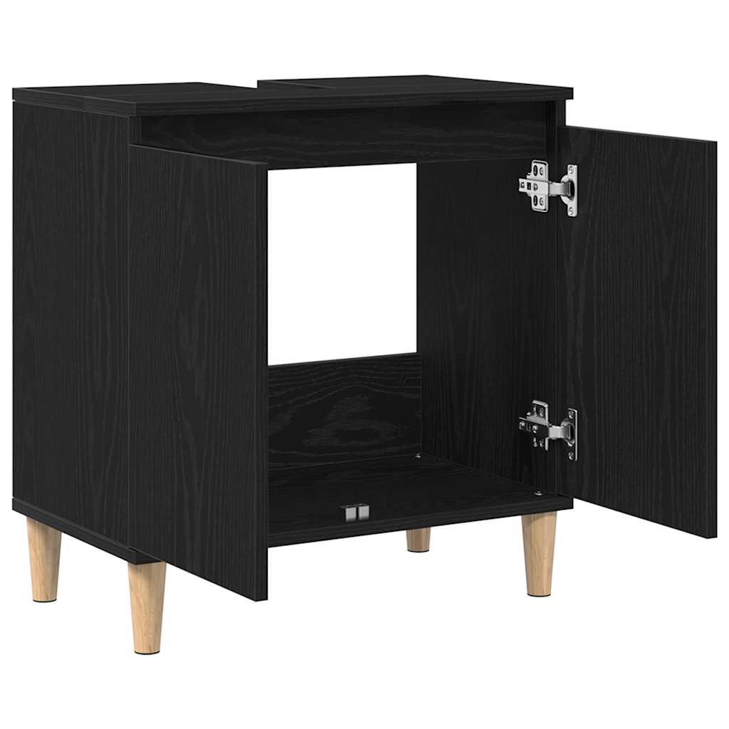 Armadio per Lavabo da Bagno Rovere Nero 58 x 33 x 60 cm