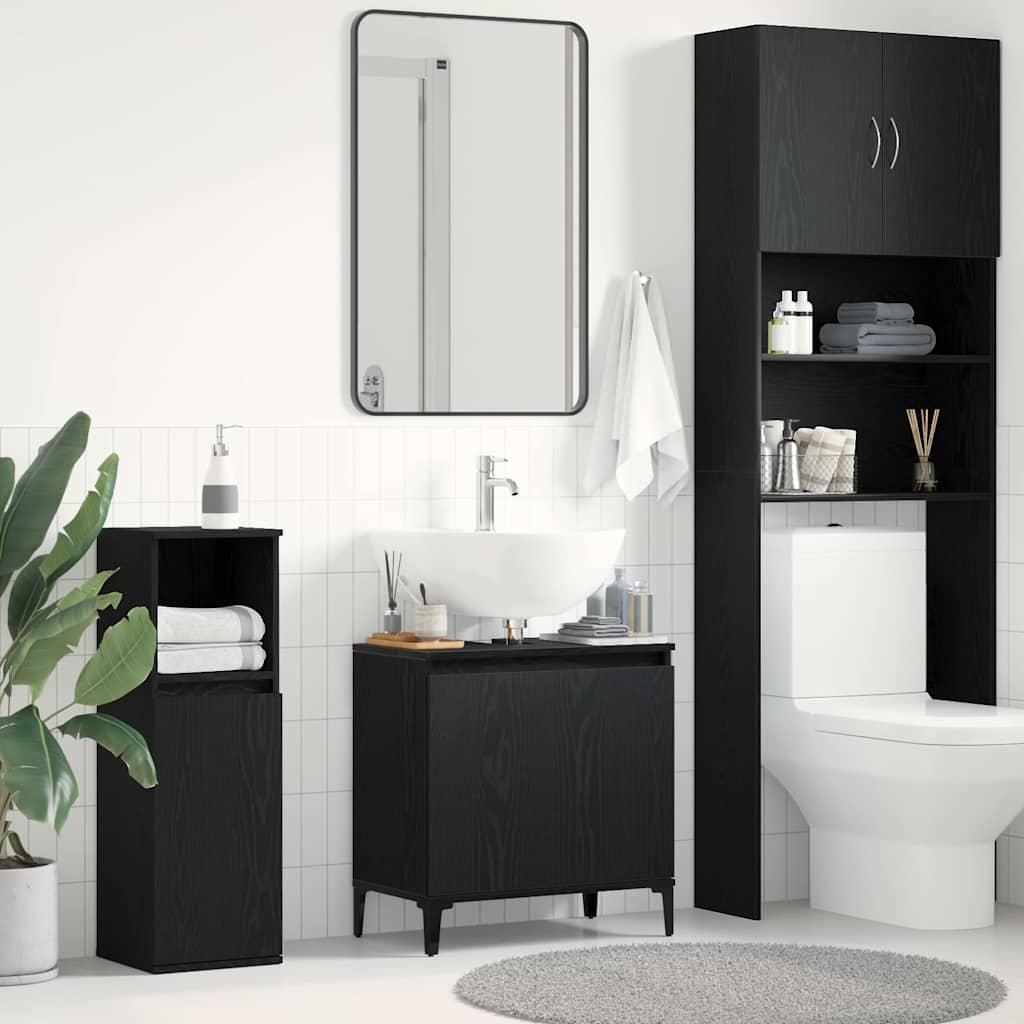 Armadio per Lavabo da Bagno Rovere Nero 58 x 33 x 60 cm | homemem39