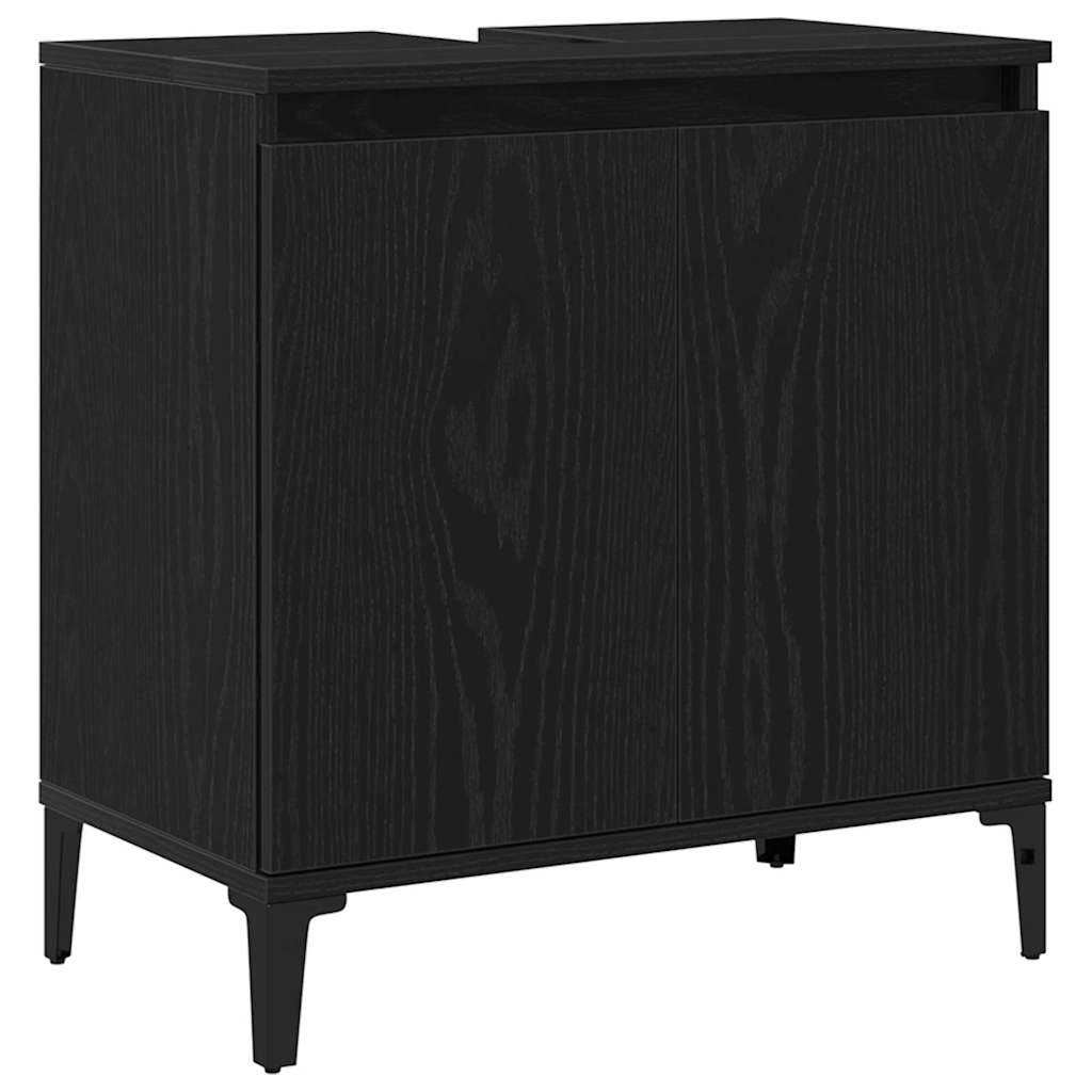 Armadio per Lavabo da Bagno Rovere Nero 58 x 33 x 60 cm | homemem39