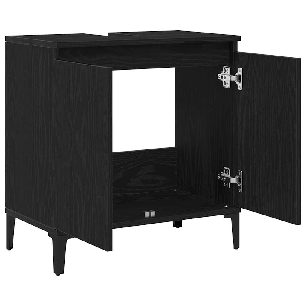 Armadio per Lavabo da Bagno Rovere Nero 58 x 33 x 60 cm | homemem39