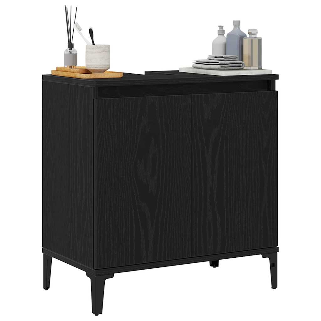 Armadio per Lavabo da Bagno Rovere Nero 58 x 33 x 60 cm | homemem39