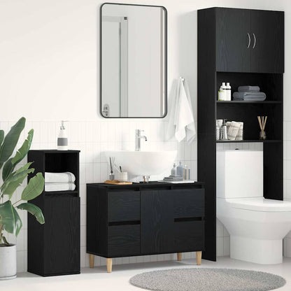 Armadio per Lavabo da Bagno Rovere Nero 80 x 33 x 60 cm | homemem39