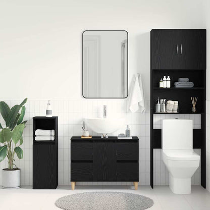 Armadio per Lavabo da Bagno Rovere Nero 80 x 33 x 60 cm | homemem39