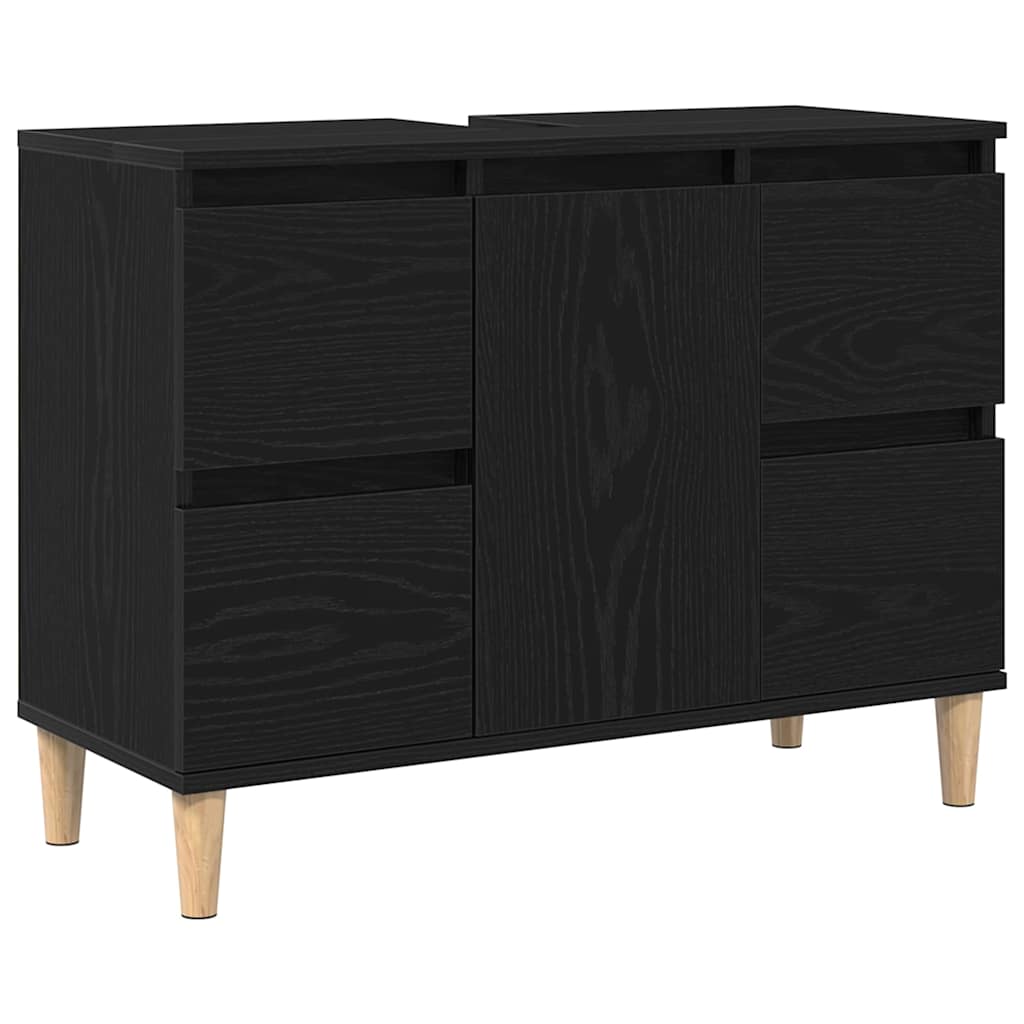 Armadio per Lavabo da Bagno Rovere Nero 80 x 33 x 60 cm | homemem39