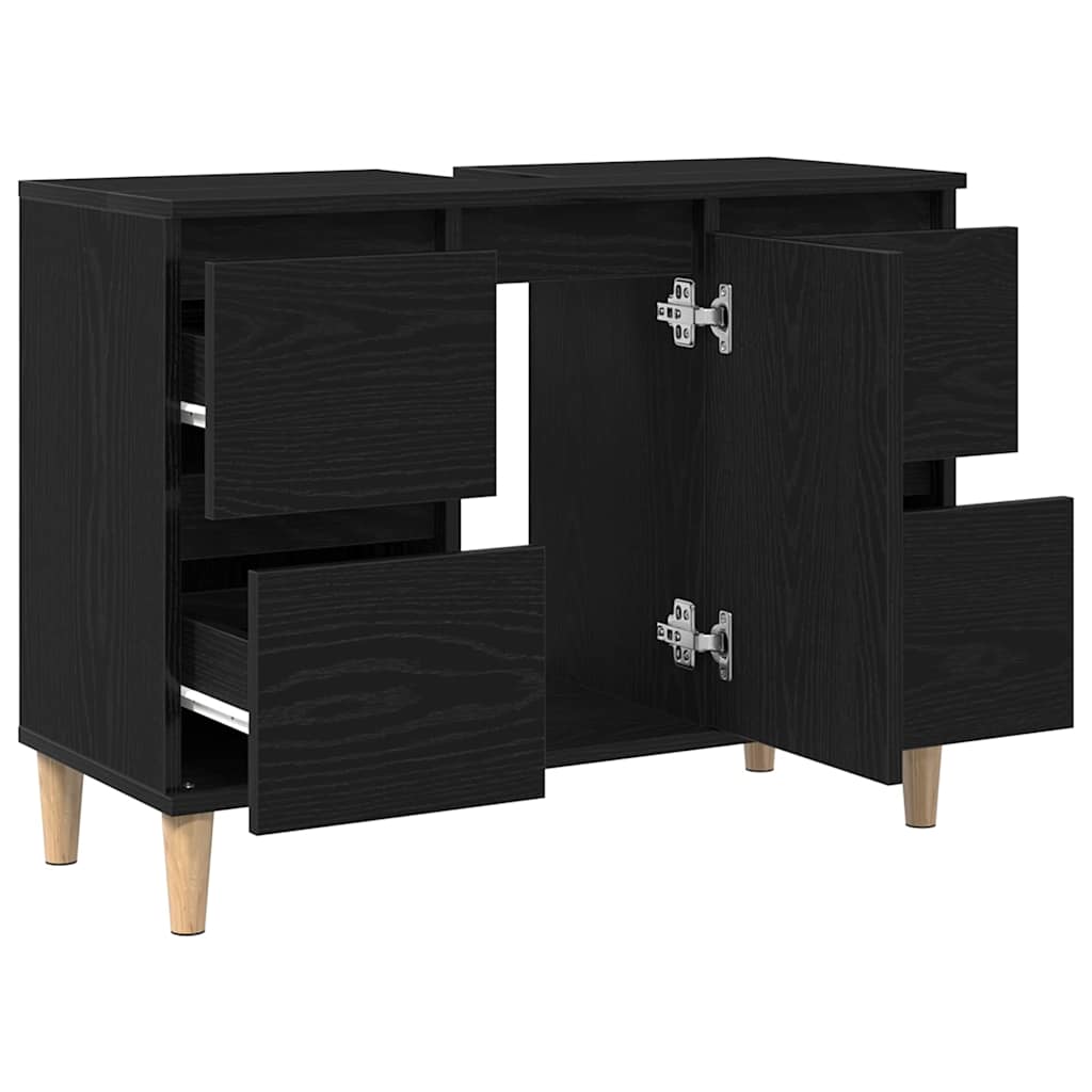 Armadio per Lavabo da Bagno Rovere Nero 80 x 33 x 60 cm | homemem39