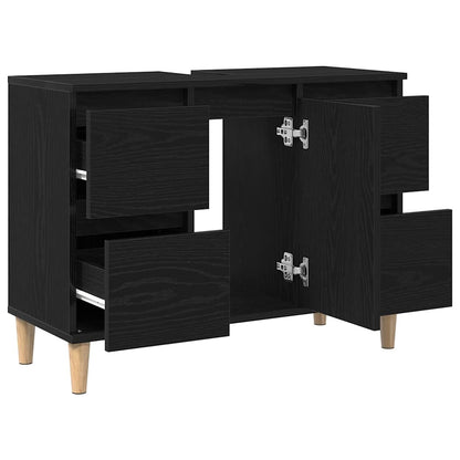 Armadio per Lavabo da Bagno Rovere Nero 80 x 33 x 60 cm | homemem39