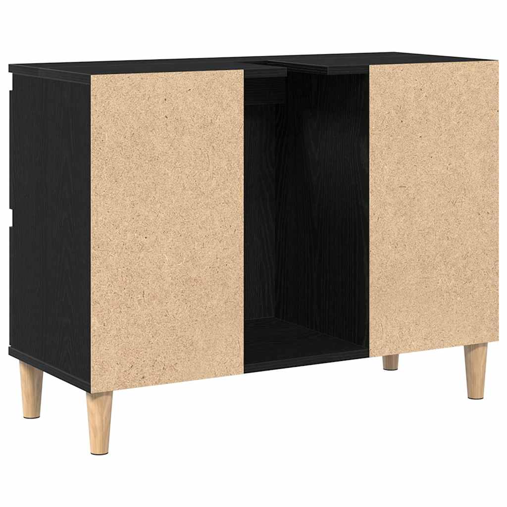 Armadio per Lavabo da Bagno Rovere Nero 80 x 33 x 60 cm | homemem39