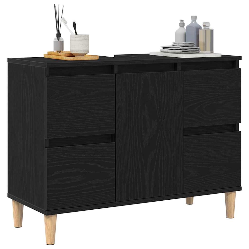 Armadio per Lavabo da Bagno Rovere Nero 80 x 33 x 60 cm | homemem39
