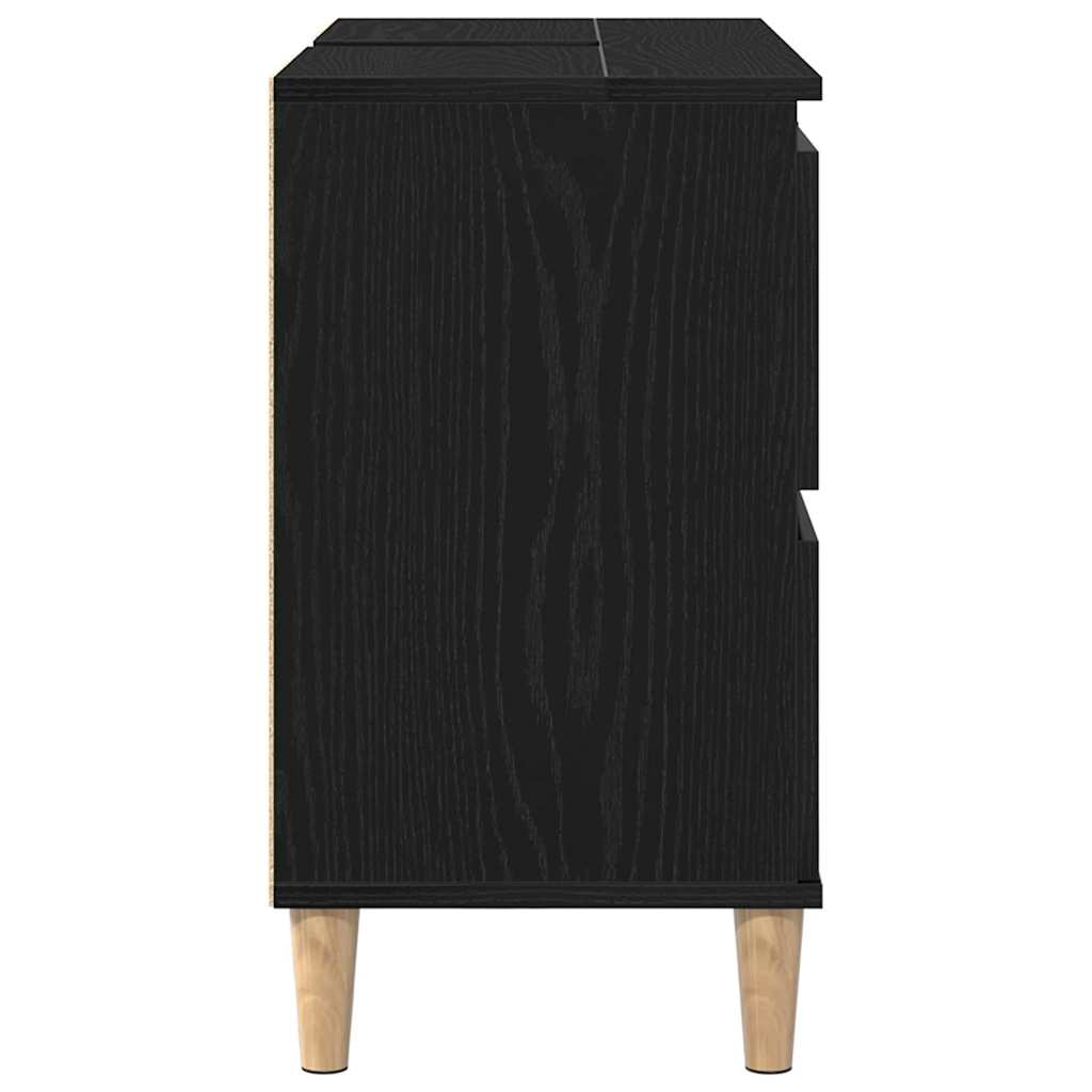 Armadio per Lavabo da Bagno Rovere Nero 80 x 33 x 60 cm | homemem39