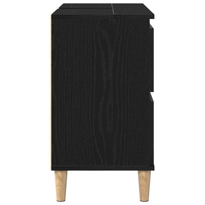 Armadio per Lavabo da Bagno Rovere Nero 80 x 33 x 60 cm | homemem39