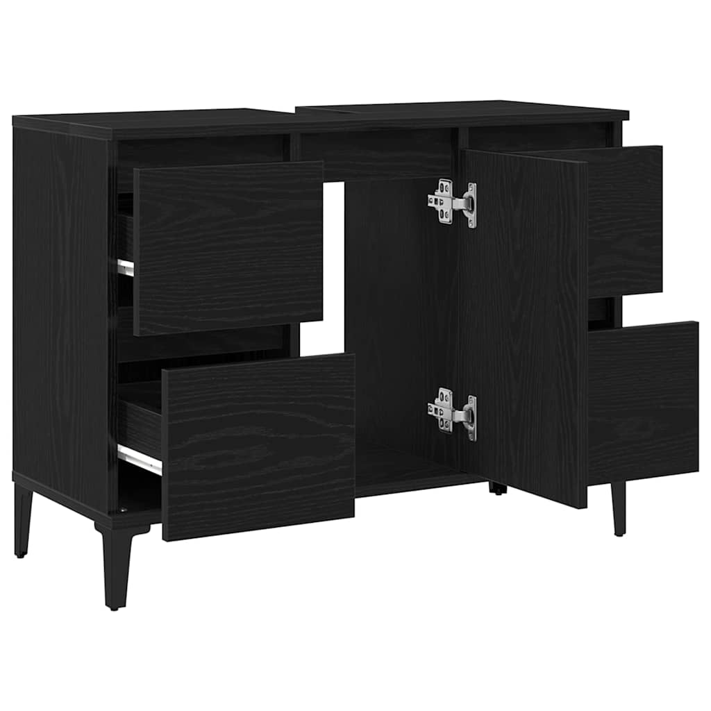Armadio per Lavabo da Bagno Rovere Nero 80 x 33 x 60 cm | homemem39