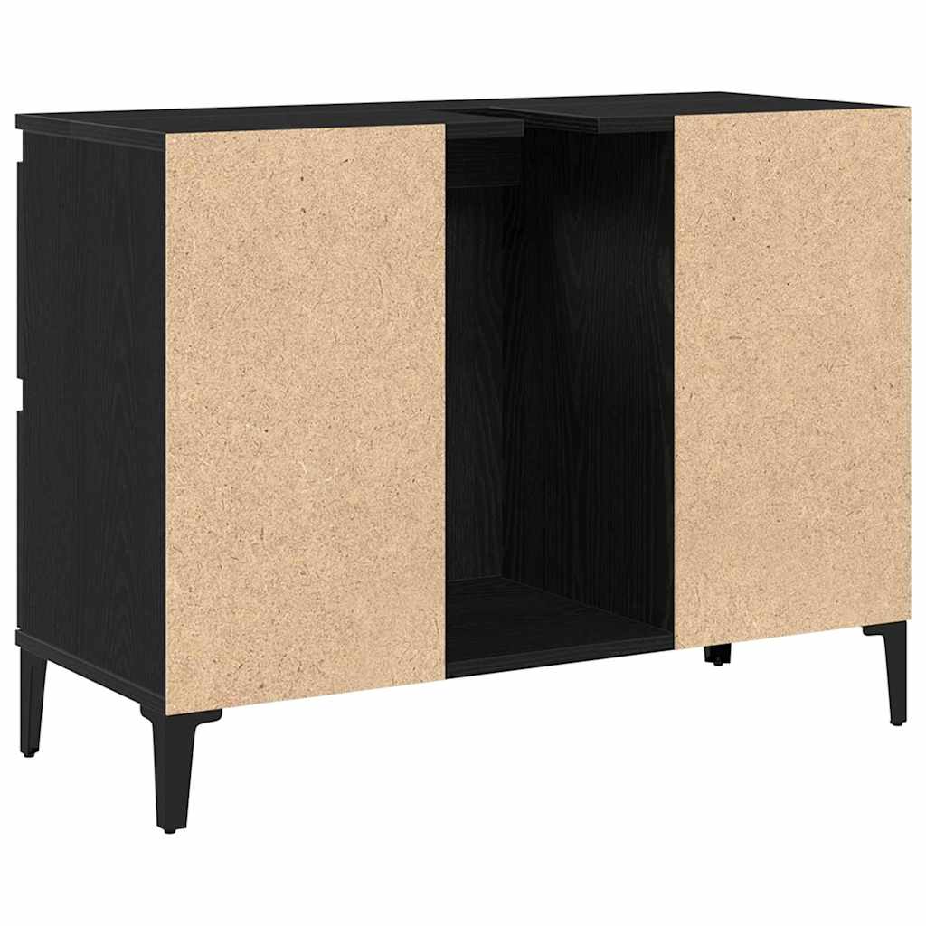 Armadio per Lavabo da Bagno Rovere Nero 80 x 33 x 60 cm | homemem39