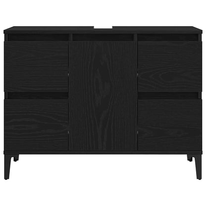 Armadio per Lavabo da Bagno Rovere Nero 80 x 33 x 60 cm | homemem39