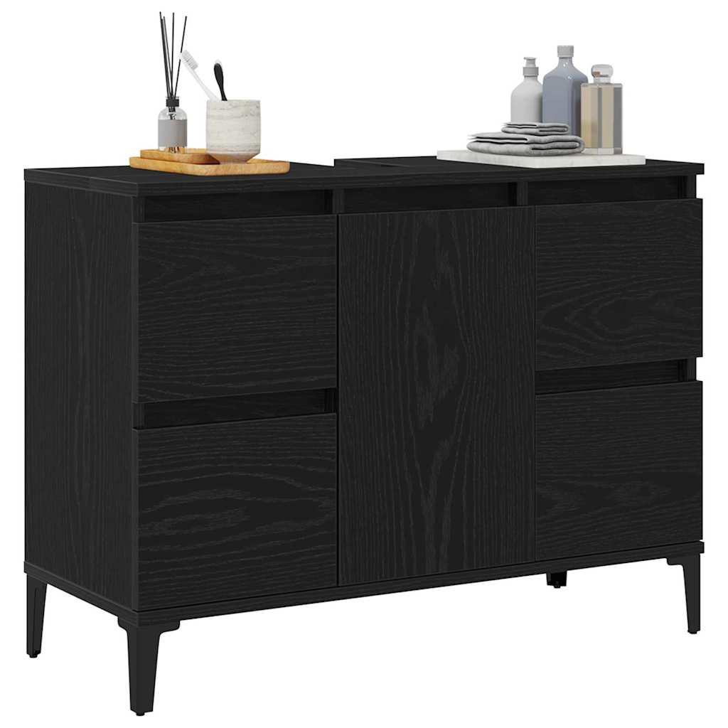Armadio per Lavabo da Bagno Rovere Nero 80 x 33 x 60 cm | homemem39