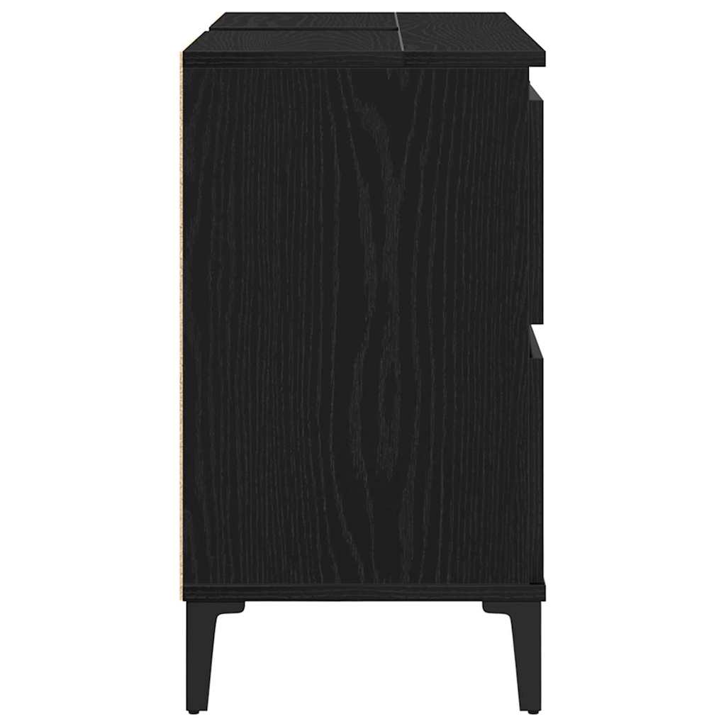 Armadio per Lavabo da Bagno Rovere Nero 80 x 33 x 60 cm | homemem39